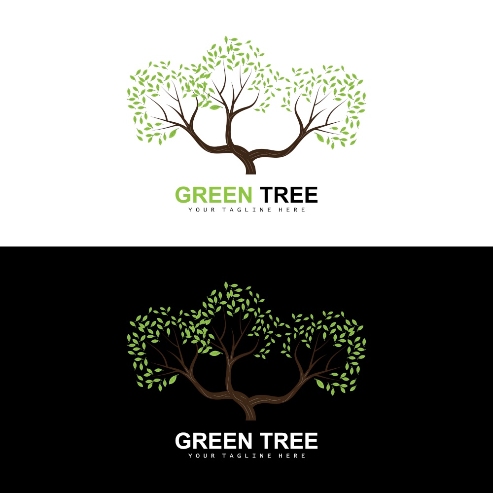 Tree Logo, Green Trees And Wood Design, Forest Illustration, Trees Kids Games