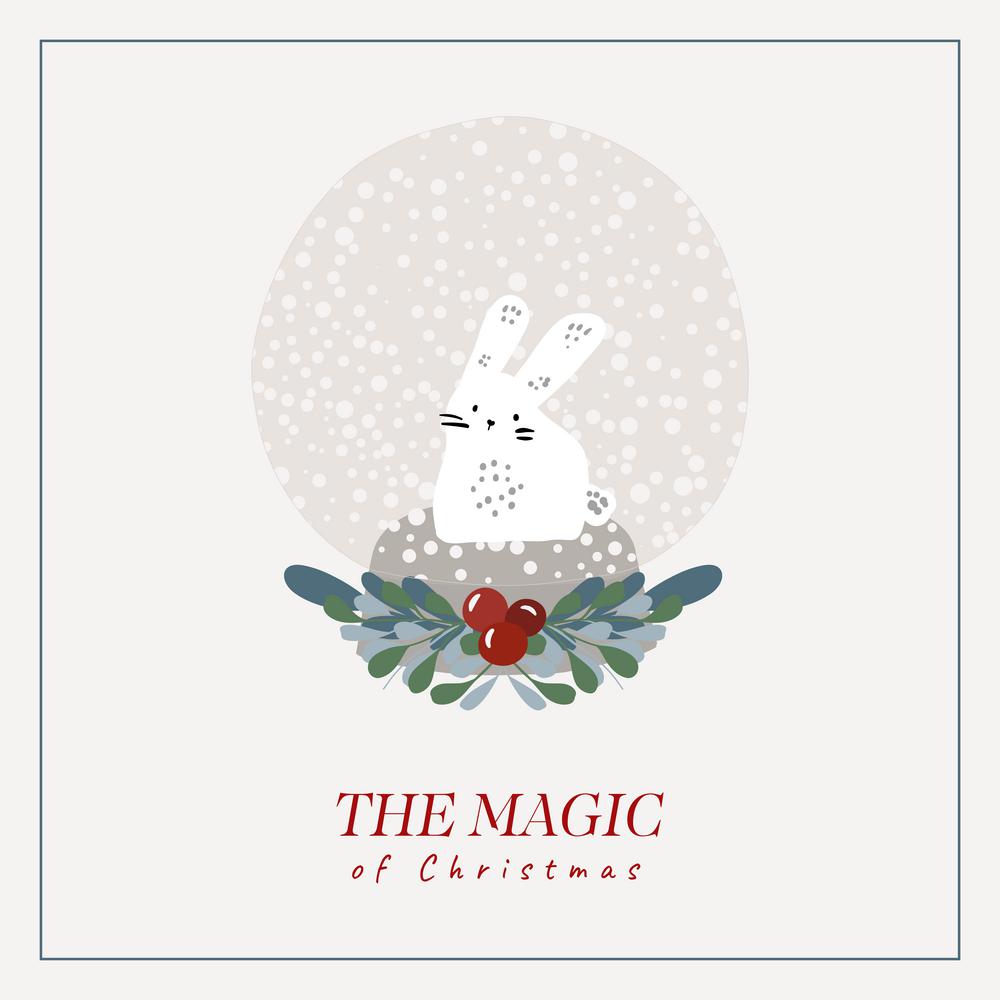 Modern cute corporate holiday cards with bunny, gifts, background and copy space. Universal art templates.