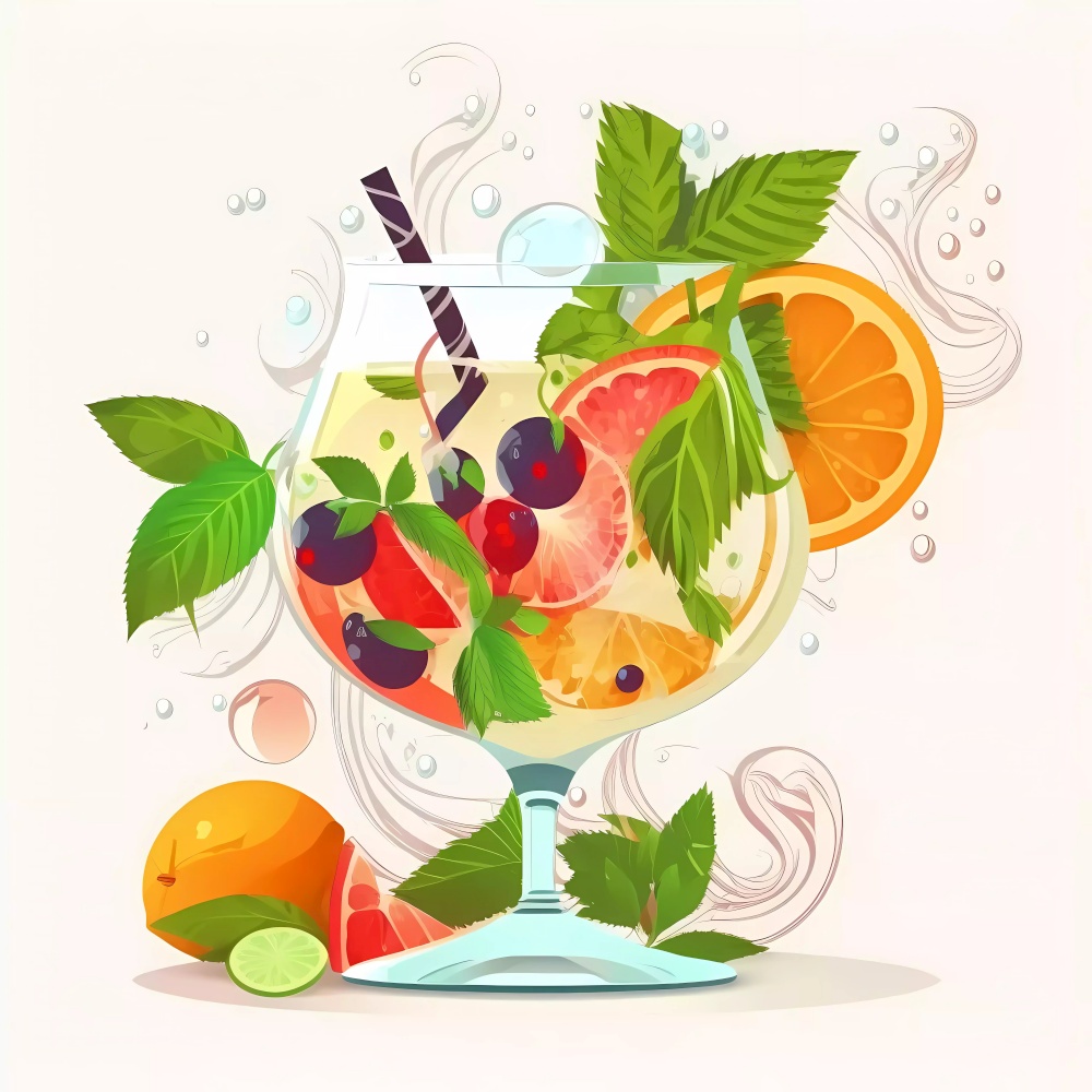 Summer fruits cocktail. Sweet tropical fruits and mixed berries. Orange, lemon, strawberry, raspberry, blueberry, watermelon, mint etc. High quality illustration. Summer fruits cocktail. Sweet tropical fruits and mixed berries. Orange, lemon, strawberry, raspberry, blueberry, watermelon, mint etc..