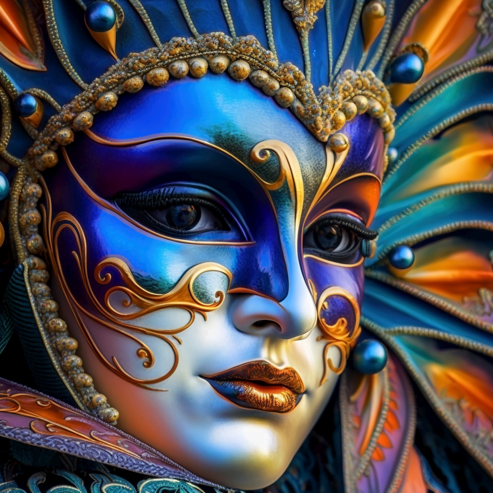 Traditional Venetian carnival mask, created with generative AI