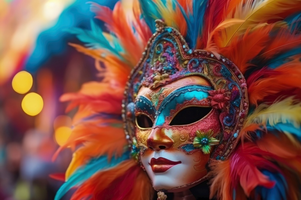 colorful carnival mask in festive day generative ai.
