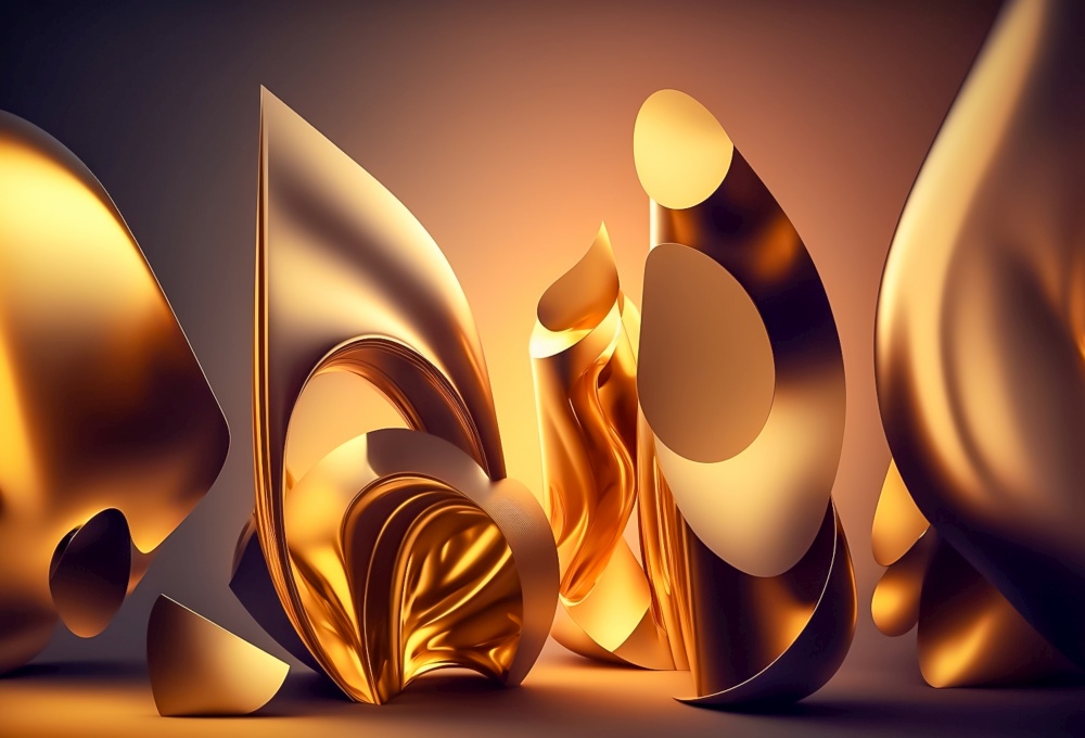 Luxury abstract black and gold shapes with shiny effect background. Trendy gradient shapes composition,3d liquid shape. stylish metallic wavy geometric background. Luxury abstract black and gold shapes with shiny effect background. Trendy gradient shapes composition, 3d liquid shape. stylish metallic wavy geometric background AI Generated