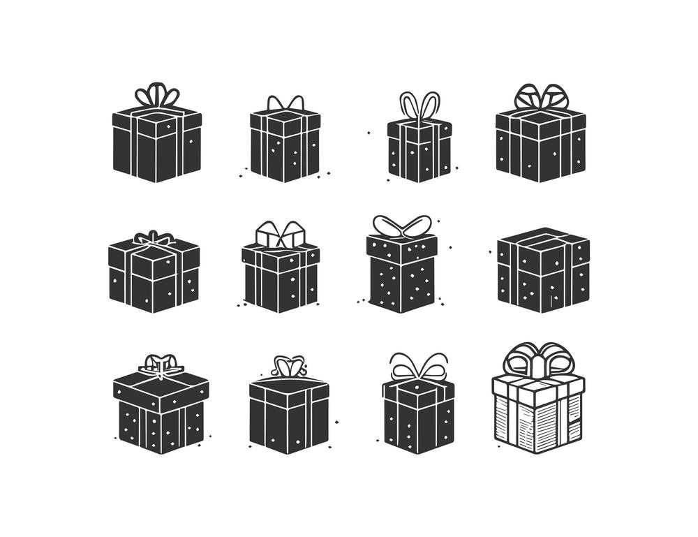 Black present box icon set. Vector illustration design.