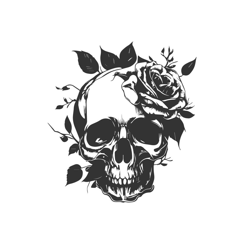 Skull in roses icon. Vector illustration design.