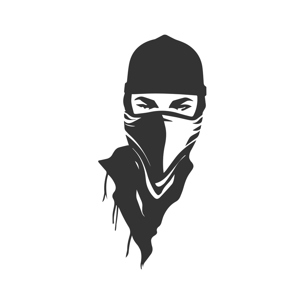 Face in a ninja mask. Vector illustration desing.