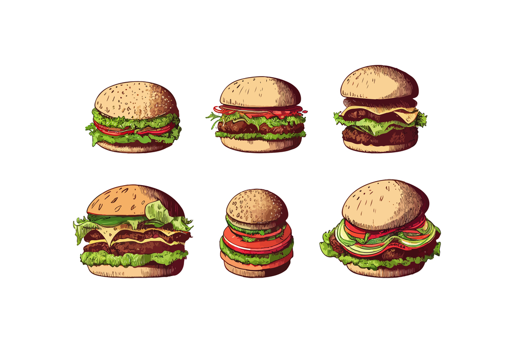 Burger icon set. Vector illustration design.