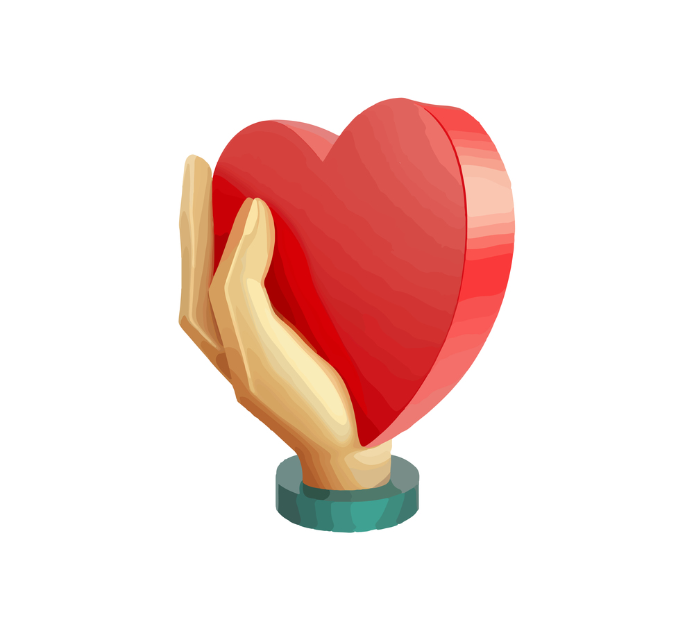 Hand holding a heart icon. Vector illustration desing.
