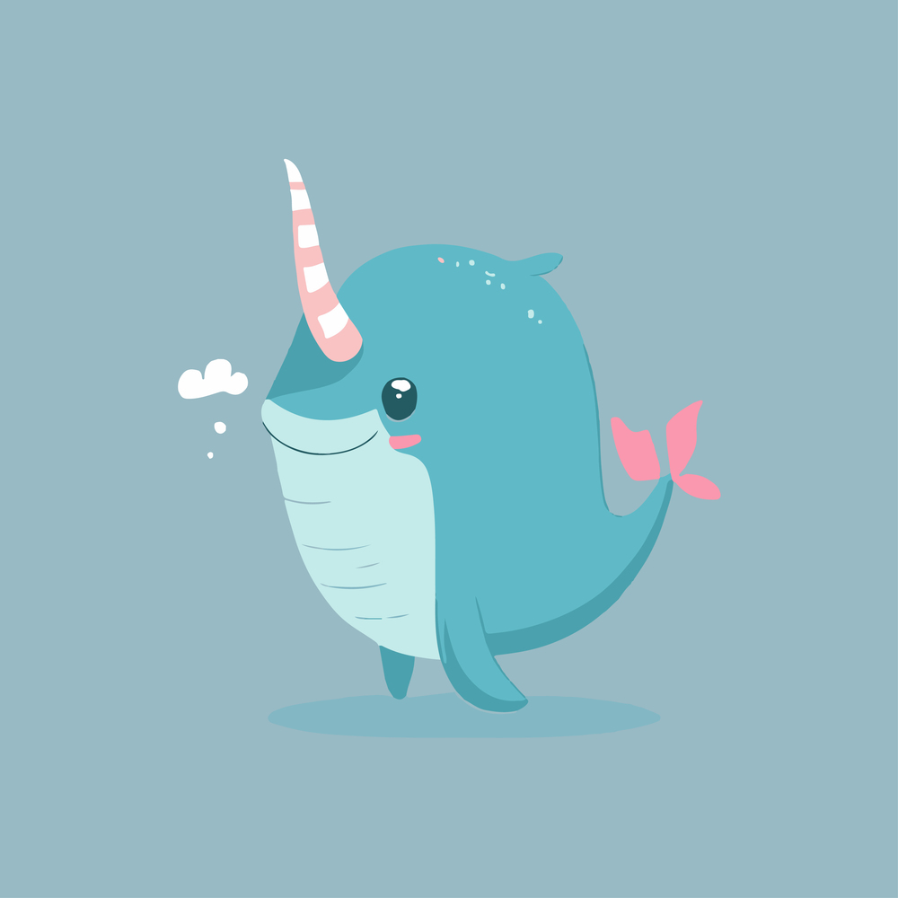 Cute whale unicorn. Vector illustration desing.