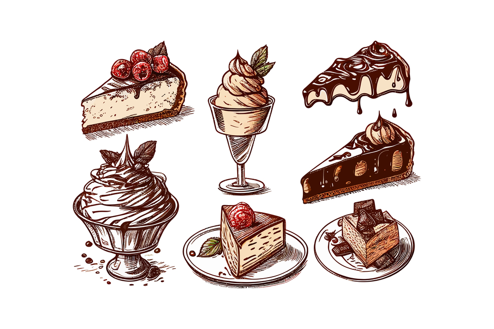 Set of desserts Vector illustration desing.