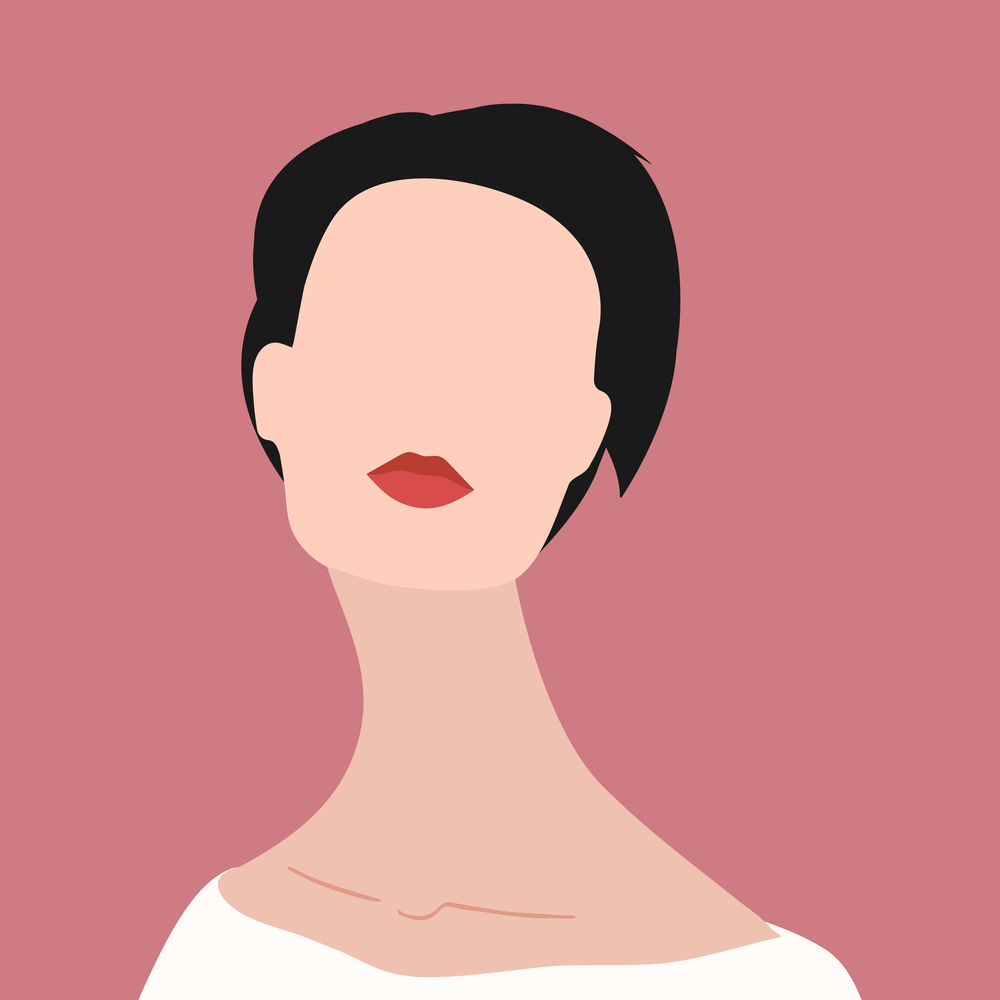 Abstract faceless portrait of a young woman. Vector illustration in flat style