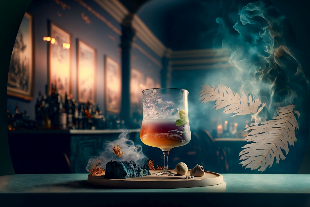 Luxurious lifestyle..  shot of cocktail.  Image created with Generative AI technology