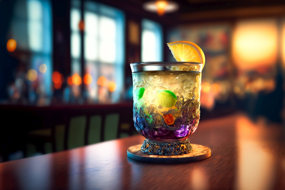 cocktails drinks on the bar .  Image created with Generative AI technology