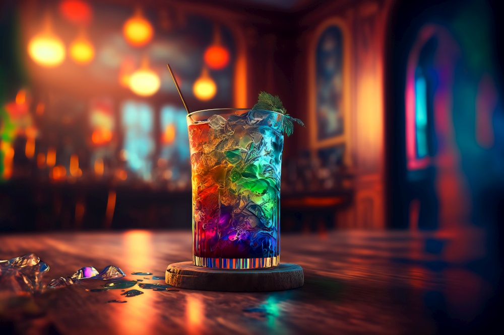 cocktails drinks on the bar .  Image created with Generative AI technology