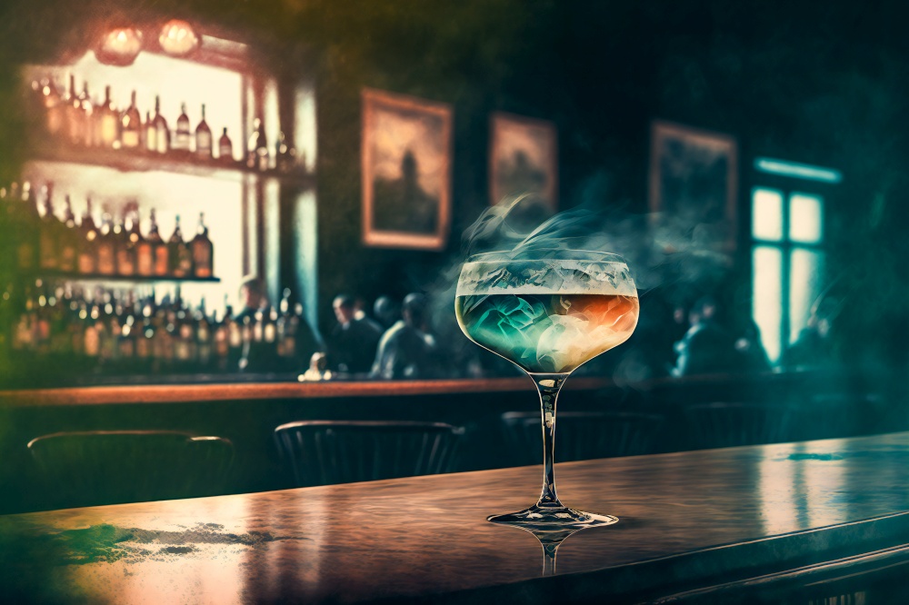 Luxurious lifestyle..  shot of cocktail.  Image created with Generative AI technology