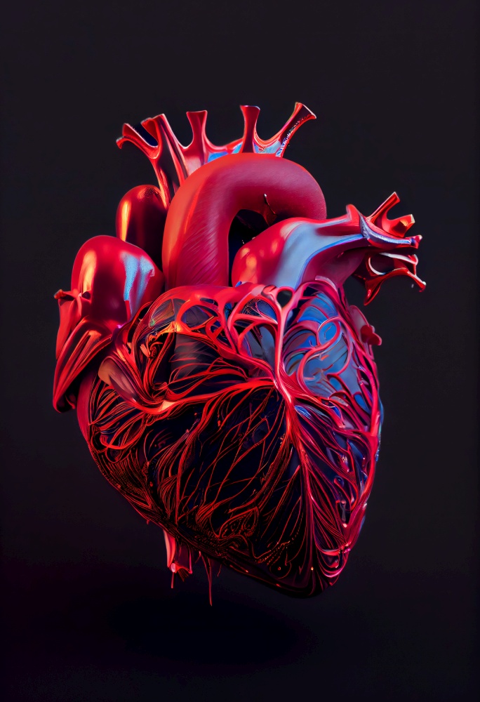 illustration Anatomy of Human Heart.  Generative AI