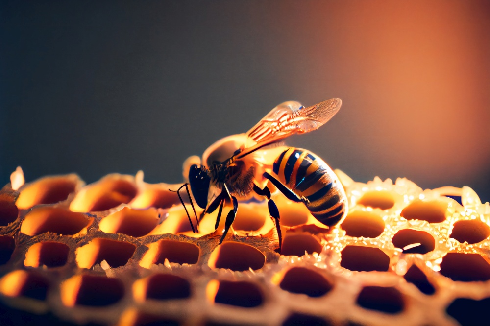 Bee on honeycomb.  Generative AI