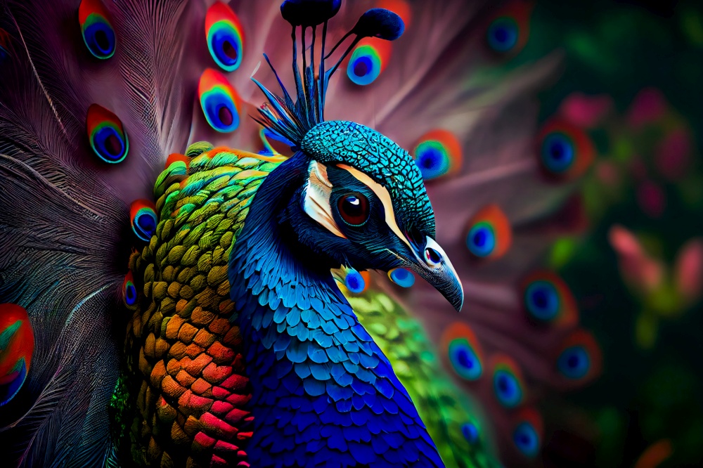 Beautiful peacock. Generative AI