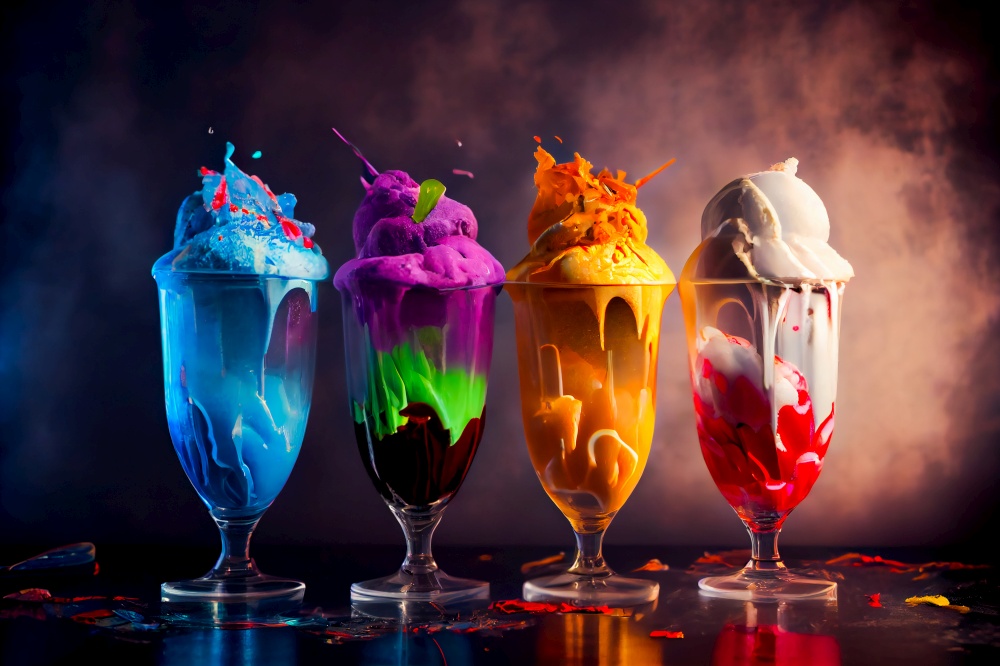 Various of ice cream.  Generative AI