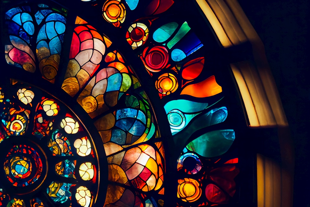 Stained Glass Window.  Generative AI