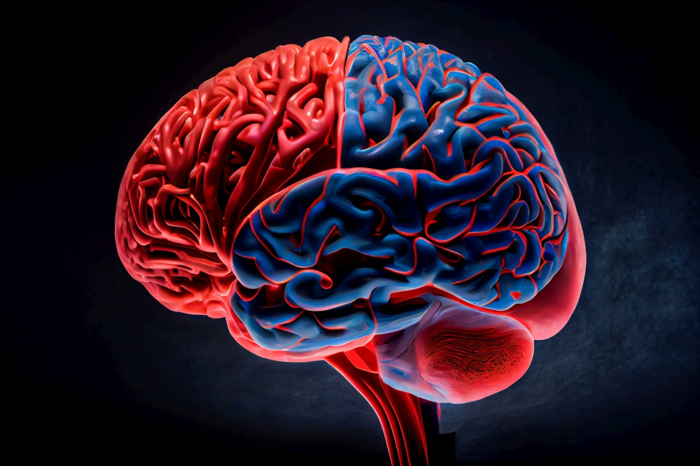 Human brain.  Generative AI