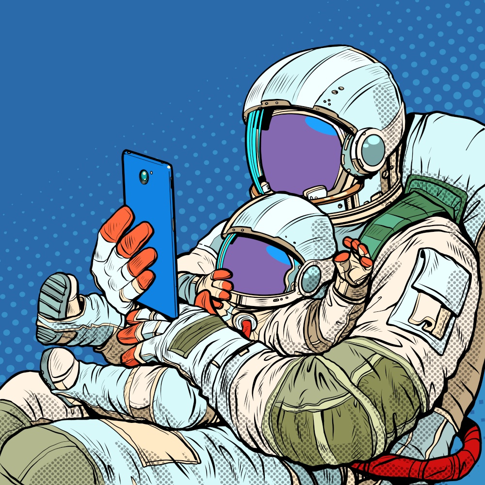 astronaut mom or dad with a baby, a father and a child. space future and colonization, love and care. Pop art retro vector illustration 50s 60 vintage kitsch style. astronaut mom or dad with a baby, a father and a child. space future and colonization, love and care