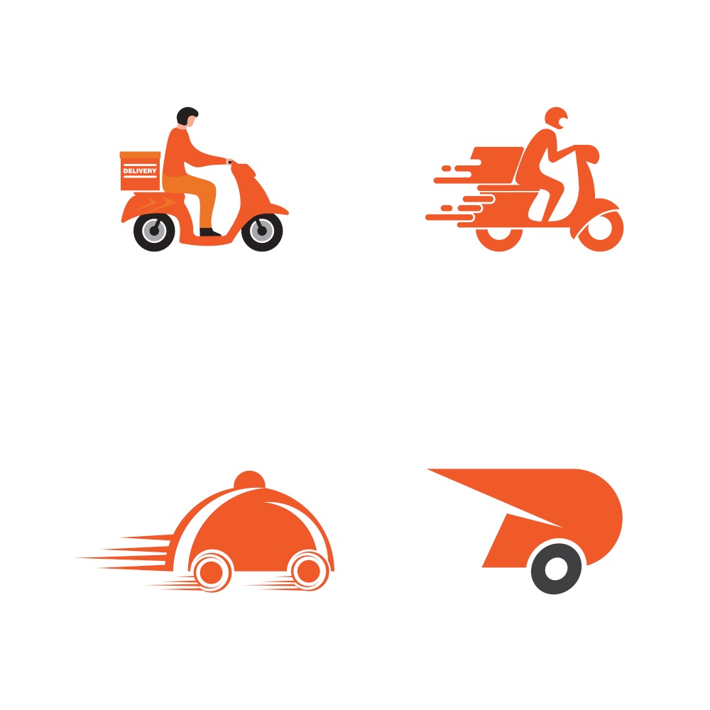 Fast shipping delivery truck flat vector icon