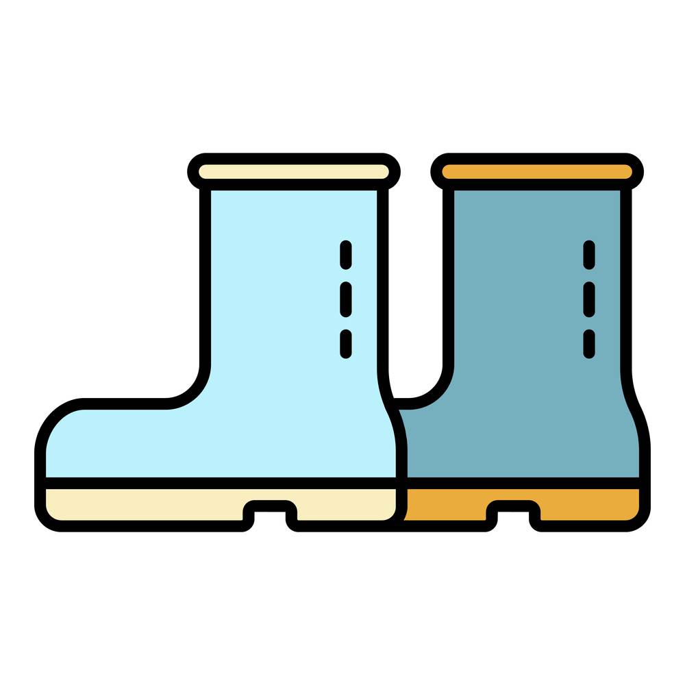 Rubber boots icon. Outline rubber boots vector icon color flat isolated. Rubber boots icon color outline vector