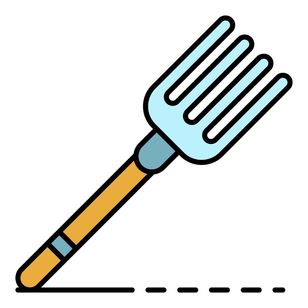 Hand fork icon. Outline hand fork vector icon color flat isolated. Hand fork icon color outline vector