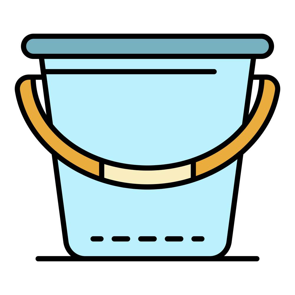 Garden bucket icon. Outline garden bucket vector icon color flat isolated. Garden bucket icon color outline vector