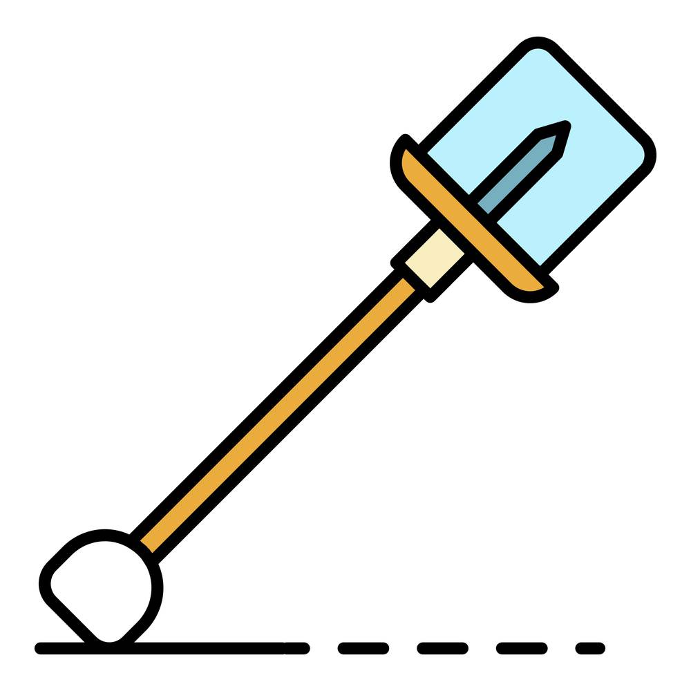 Shovel icon. Outline shovel vector icon color flat isolated. Shovel icon color outline vector