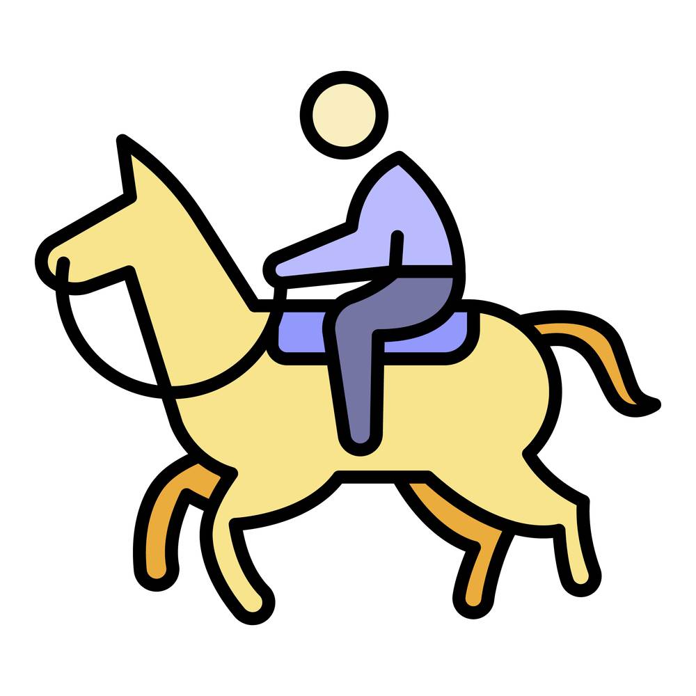 Sport horseback riding icon. Outline sport horseback riding vector icon color flat isolated. Sport horseback riding icon color outline vector