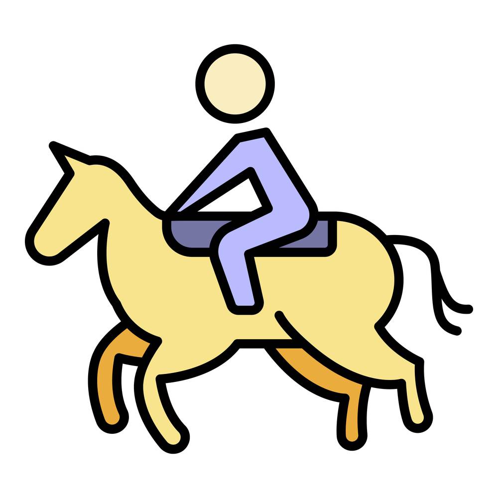 Win horseback riding icon. Outline win horseback riding vector icon color flat isolated. Win horseback riding icon color outline vector