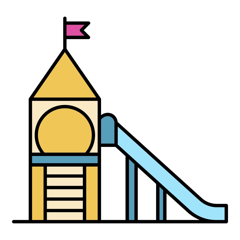 Kid tower playground icon. Outline kid tower playground vector icon color flat isolated. Kid tower playground icon color outline vector