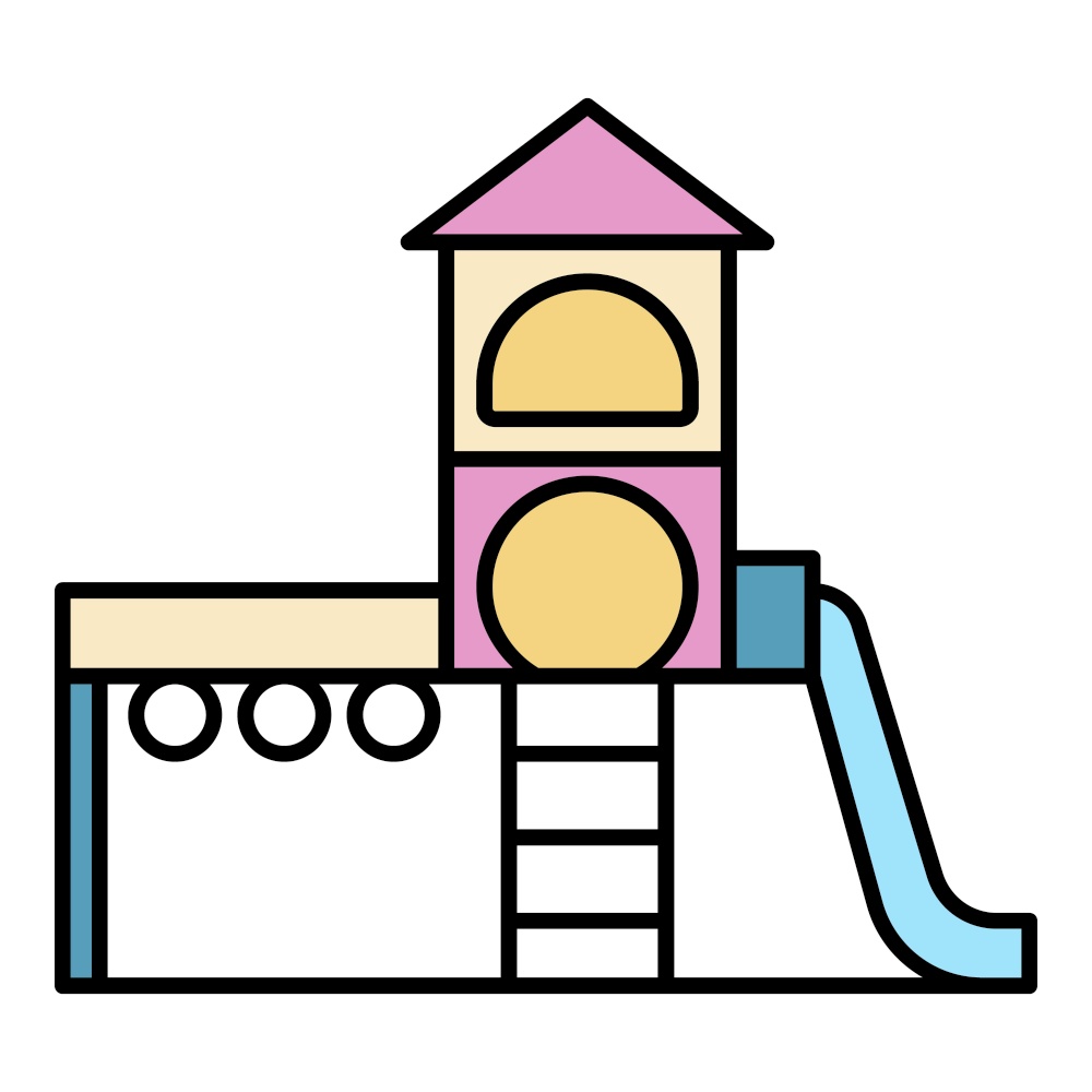 Kid playground complex icon. Outline kid playground complex vector icon color flat isolated. Kid playground complex icon color outline vector