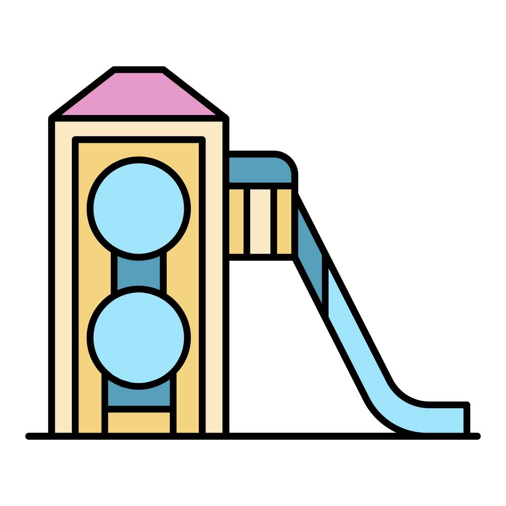 Wood kid slide icon. Outline wood kid slide vector icon color flat isolated. Wood kid slide icon color outline vector