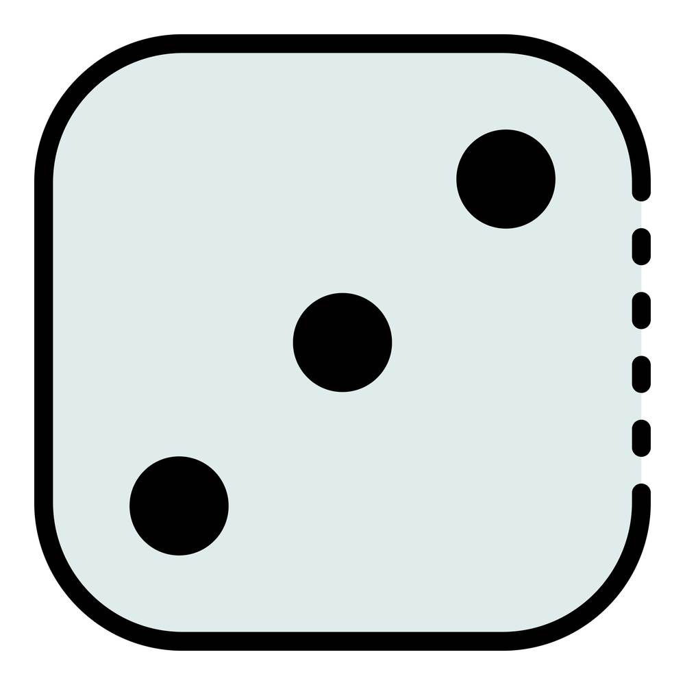 Three point dice icon. Outline three point dice vector icon color flat isolated. Three point dice icon color outline vector