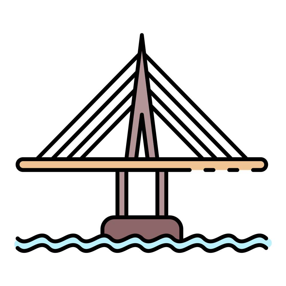 City bridge icon. Outline city bridge vector icon color flat isolated. City bridge icon color outline vector