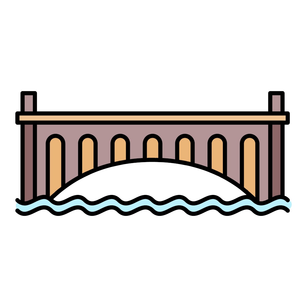 Romantic bridge icon. Outline romantic bridge vector icon color flat isolated. Romantic bridge icon color outline vector