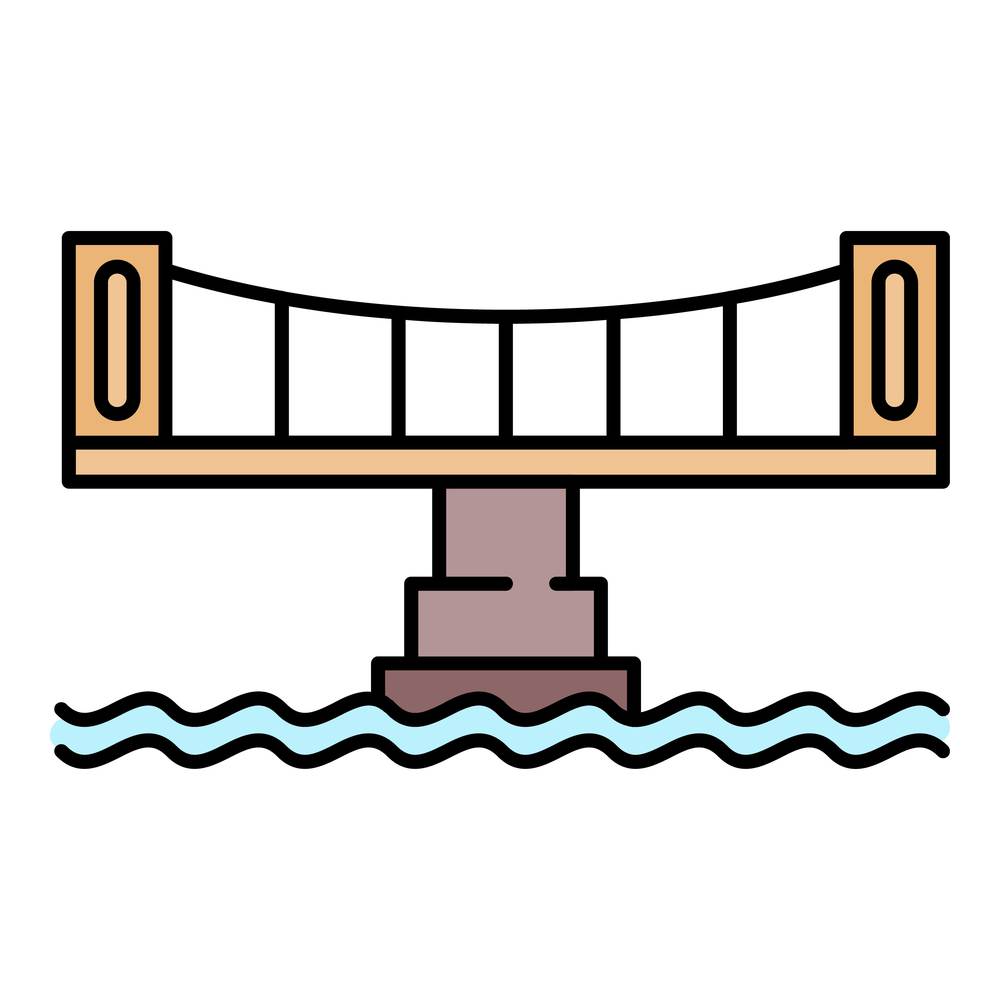 Modern bridge icon. Outline modern bridge vector icon color flat isolated. Modern bridge icon color outline vector