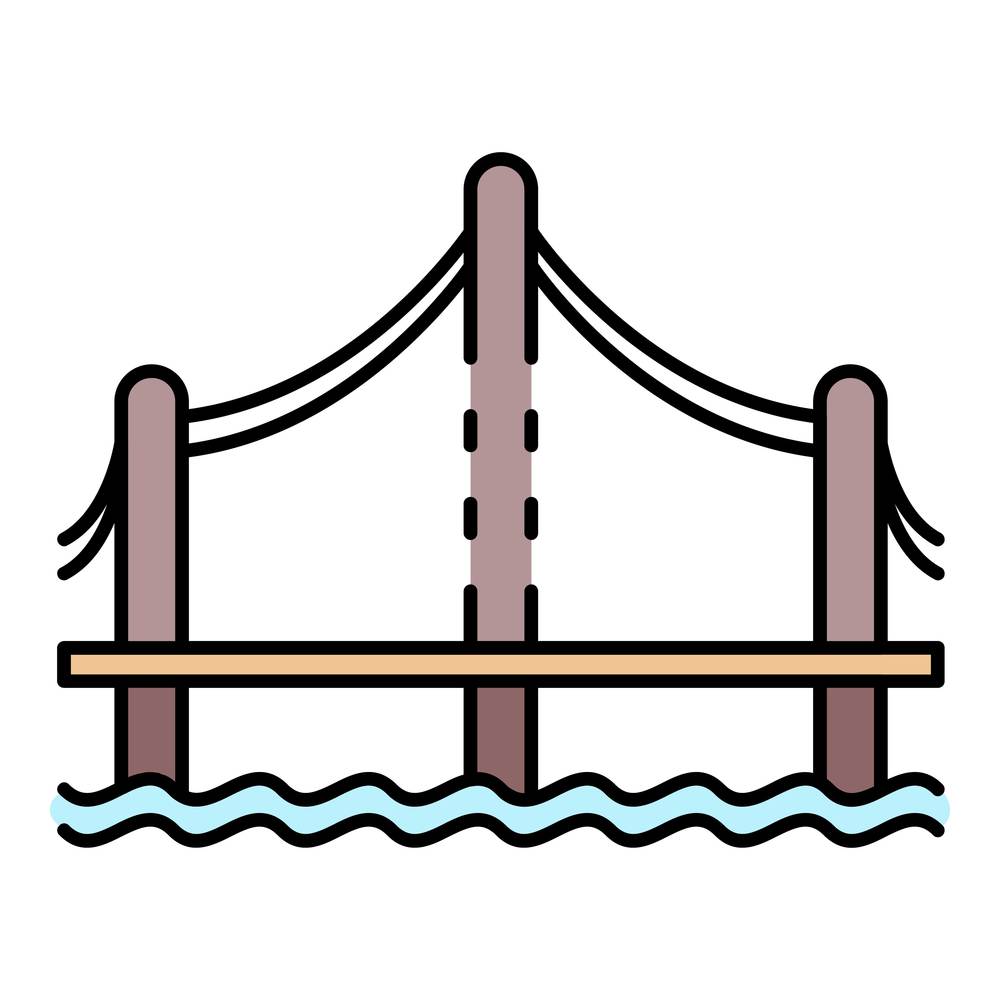 Urban long bridge icon. Outline urban long bridge vector icon color flat isolated. Urban long bridge icon color outline vector