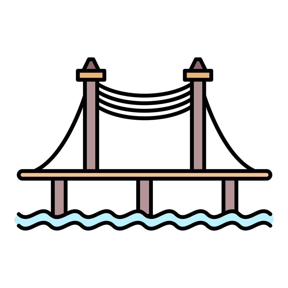 Autobahn bridge icon. Outline autobahn bridge vector icon color flat isolated. Autobahn bridge icon color outline vector