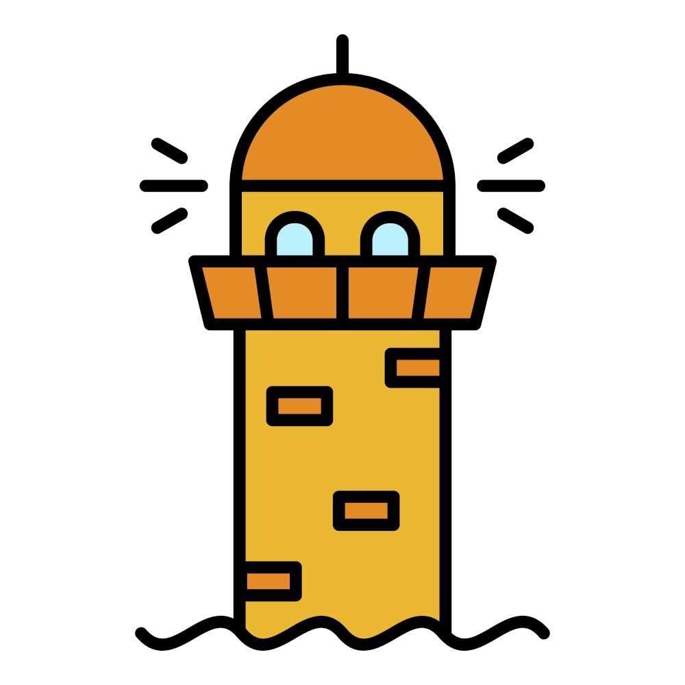Lighthouse icon. Outline lighthouse vector icon color flat isolated. Lighthouse icon color outline vector