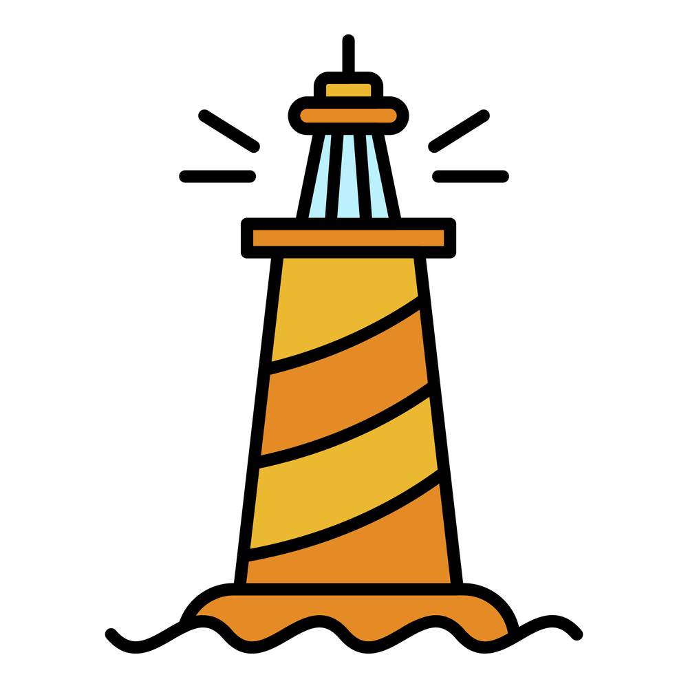 Landmark lighthouse icon. Outline landmark lighthouse vector icon color flat isolated. Landmark lighthouse icon color outline vector