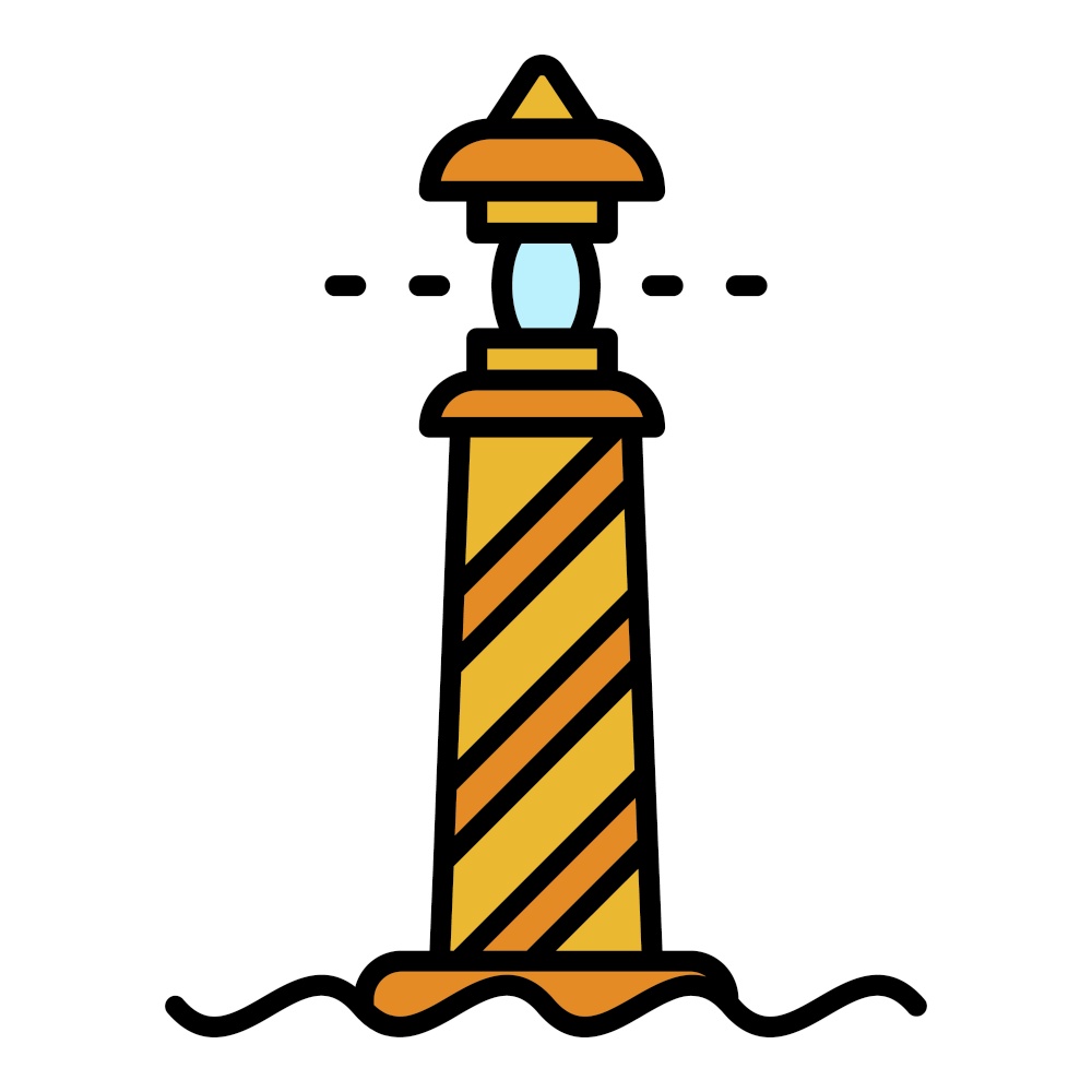 Architecture lighthouse icon. Outline architecture lighthouse vector icon color flat isolated. Architecture lighthouse icon color outline vector