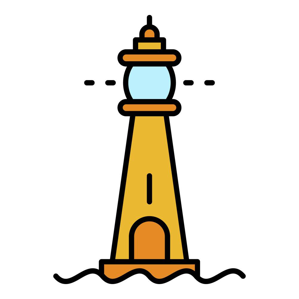 Glass lighthouse icon. Outline glass lighthouse vector icon color flat isolated. Glass lighthouse icon color outline vector
