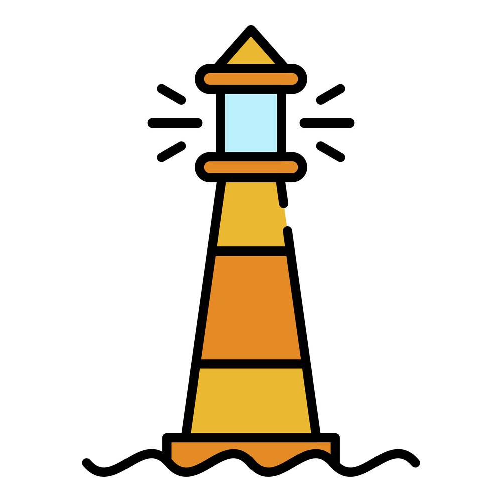 Shiny lighthouse icon. Outline shiny lighthouse vector icon color flat isolated. Shiny lighthouse icon color outline vector