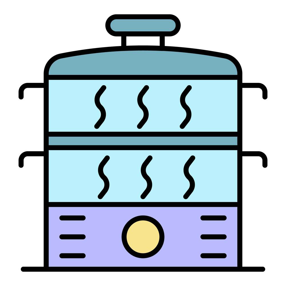 Steamer icon. Outline steamer vector icon color flat isolated. Steamer icon color outline vector