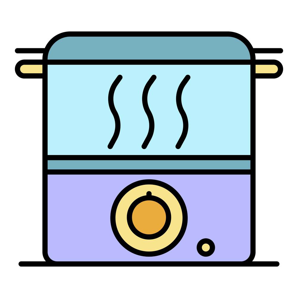Food steamer icon. Outline food steamer vector icon color flat isolated. Food steamer icon color outline vector
