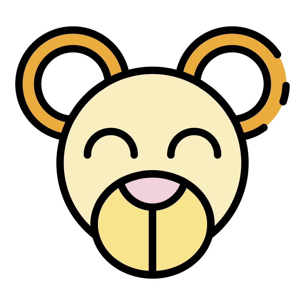 Teddy bear face icon. Outline teddy bear face vector icon color flat isolated. Teddy bear face icon color outline vector