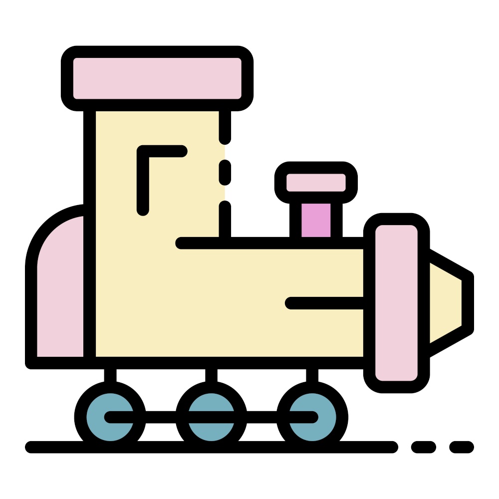 Toy train icon. Outline toy train vector icon color flat isolated. Toy train icon color outline vector